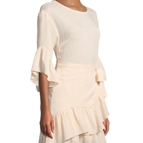 ASTR the Label Blush Pink Ruffle Bell Sleeve Faux Wrap Mini Dress - Size Medium - Picture 3 of 12